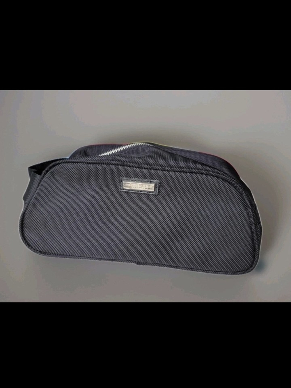 Versace Parfums Black Nylon Toiletry Bag Zipper Handle Case Organizer
